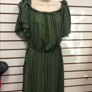 Stripped green with black palazzo